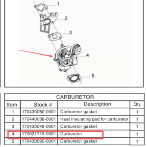 212cc Snow Engine Carburetor, stock 170021719-0001