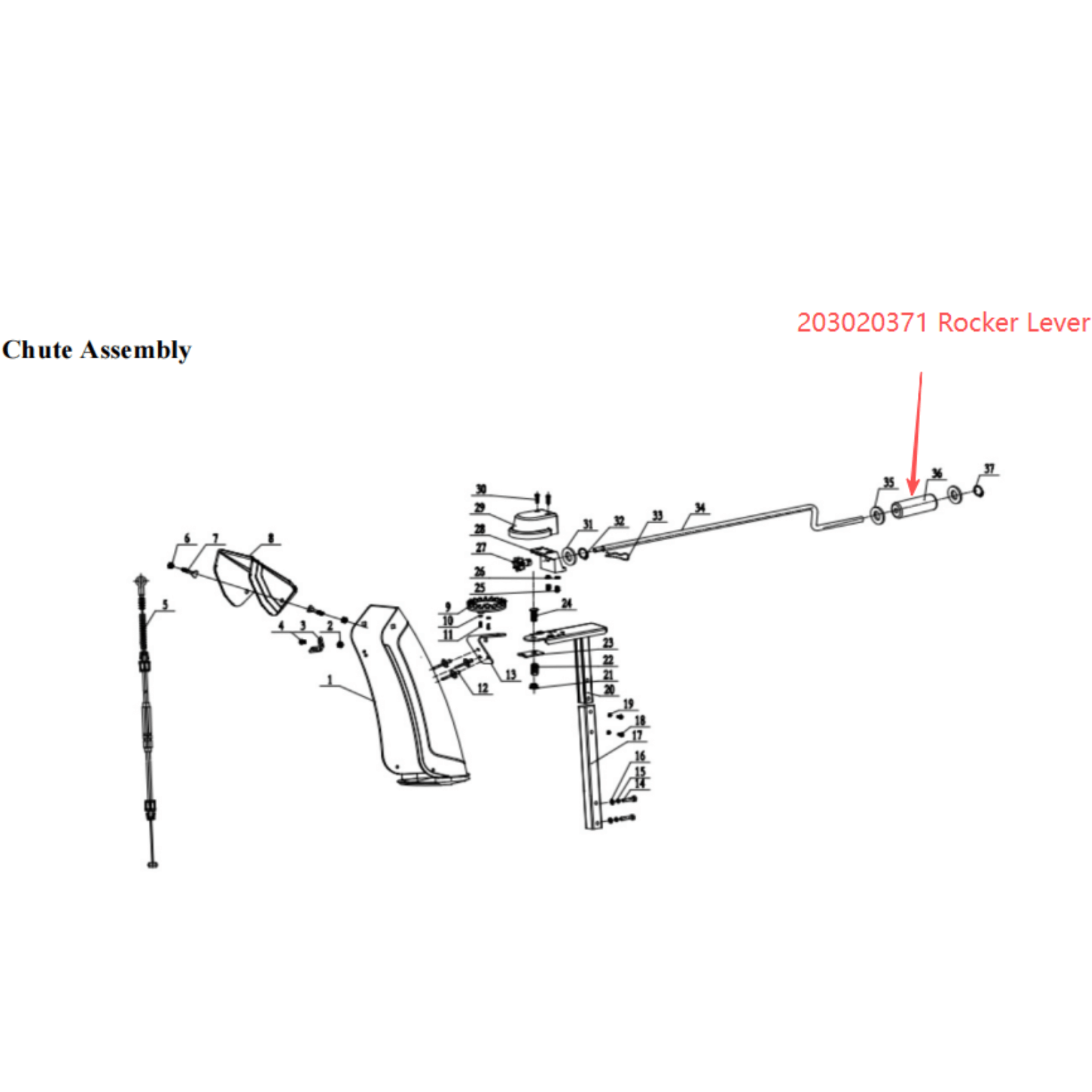 Snow blower chute direction: Snow Blower Parts, Chute Direction Control Knob (Black), Stock #203020371, stock number 20