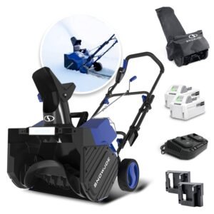 Snow Joe 48-Volt* IONMAX Snow Blower Bundle | W/ 2 x 4.0-Ah Batteries, Dual Port Charger, Cover, and 2 x, stock 24V-X2-SB18-MAX