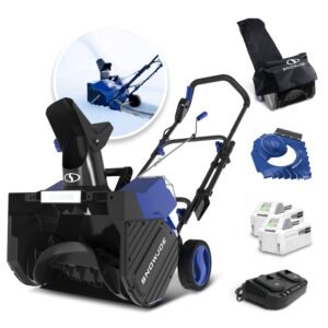 Snow Joe 48-Volt* IONMAX Snow Blower Bundle | W/ 2 x 4.0-Ah Batteries, Dual Port Charger, Cover, Ice Scraper, stock 24V-X2-SB18-TV1