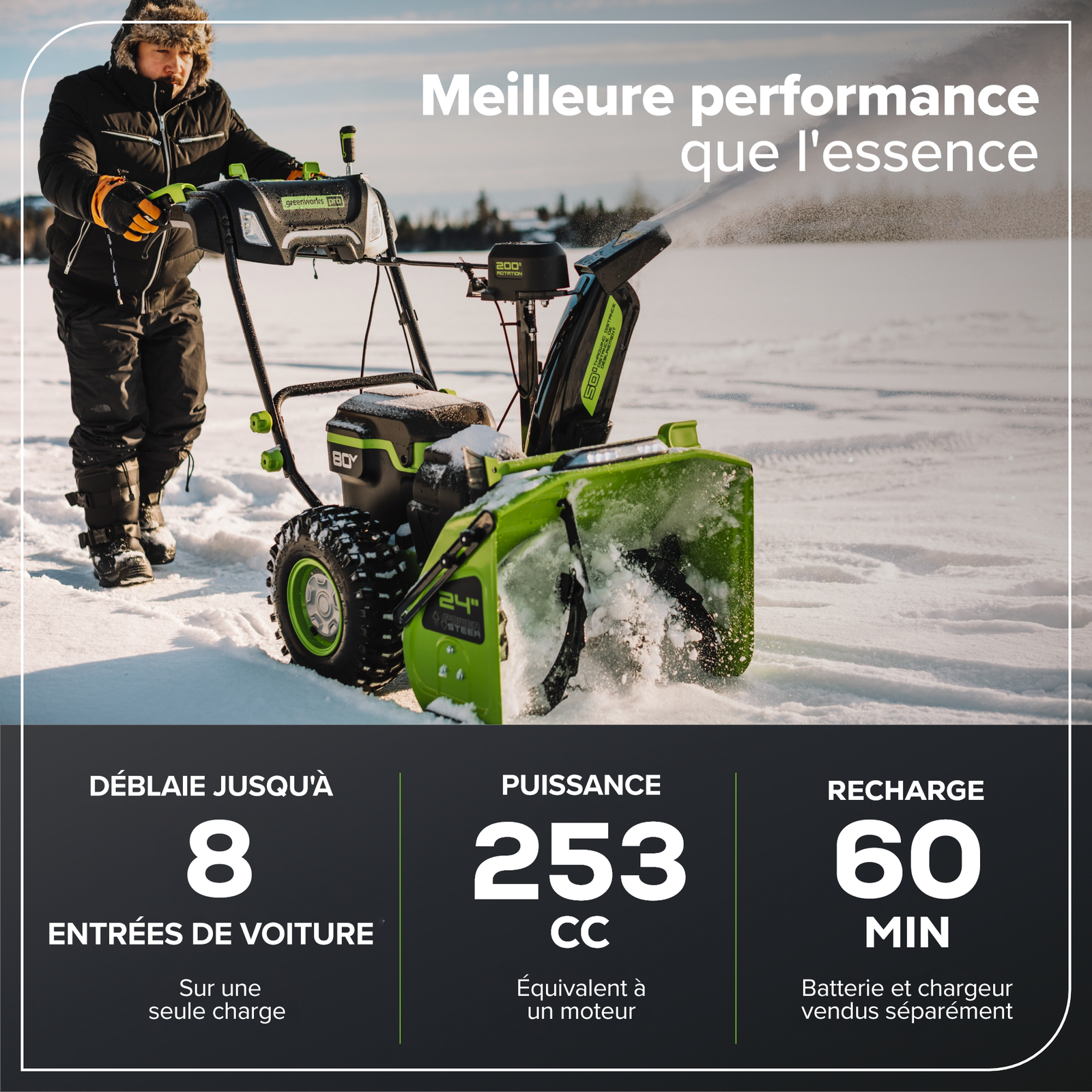 Greenworks 80V 24 inch Dual Stage Snow Thrower (Tool Only), view 12