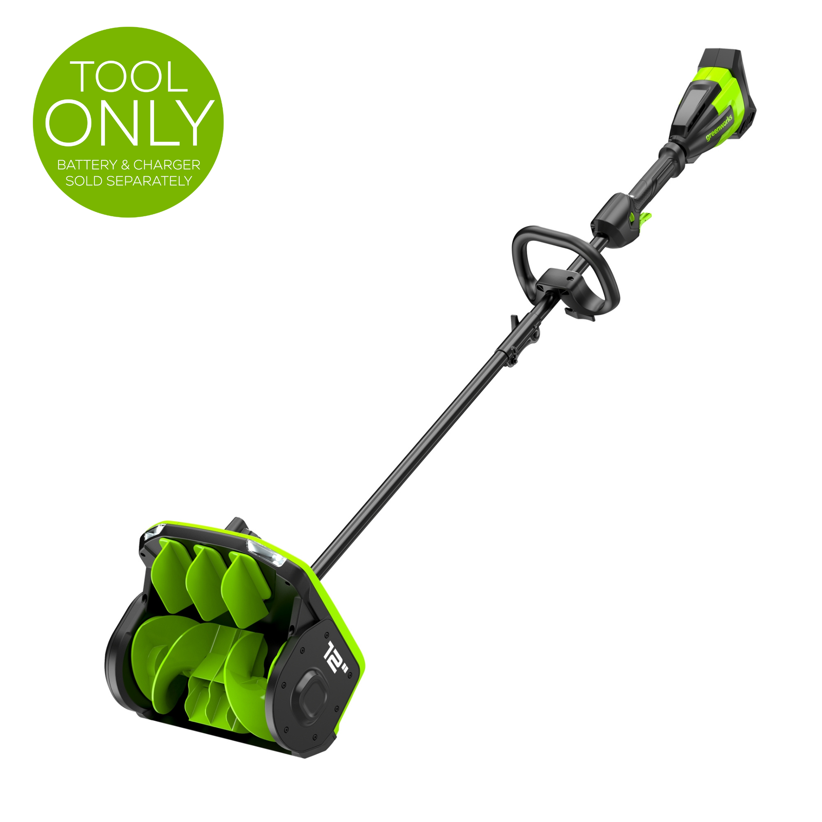 12 inch cordless snow shovel: 40V 12" Snow Shovel with Directional Vanes (Tool Only), stock number 2618902