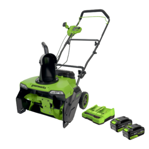 Greenworks 48V (24V x 2) 20 inch Brushless Snow Thrower, (2) 5.0Ah Batteries & 4A Dual Rapid Charger, stock 2619602