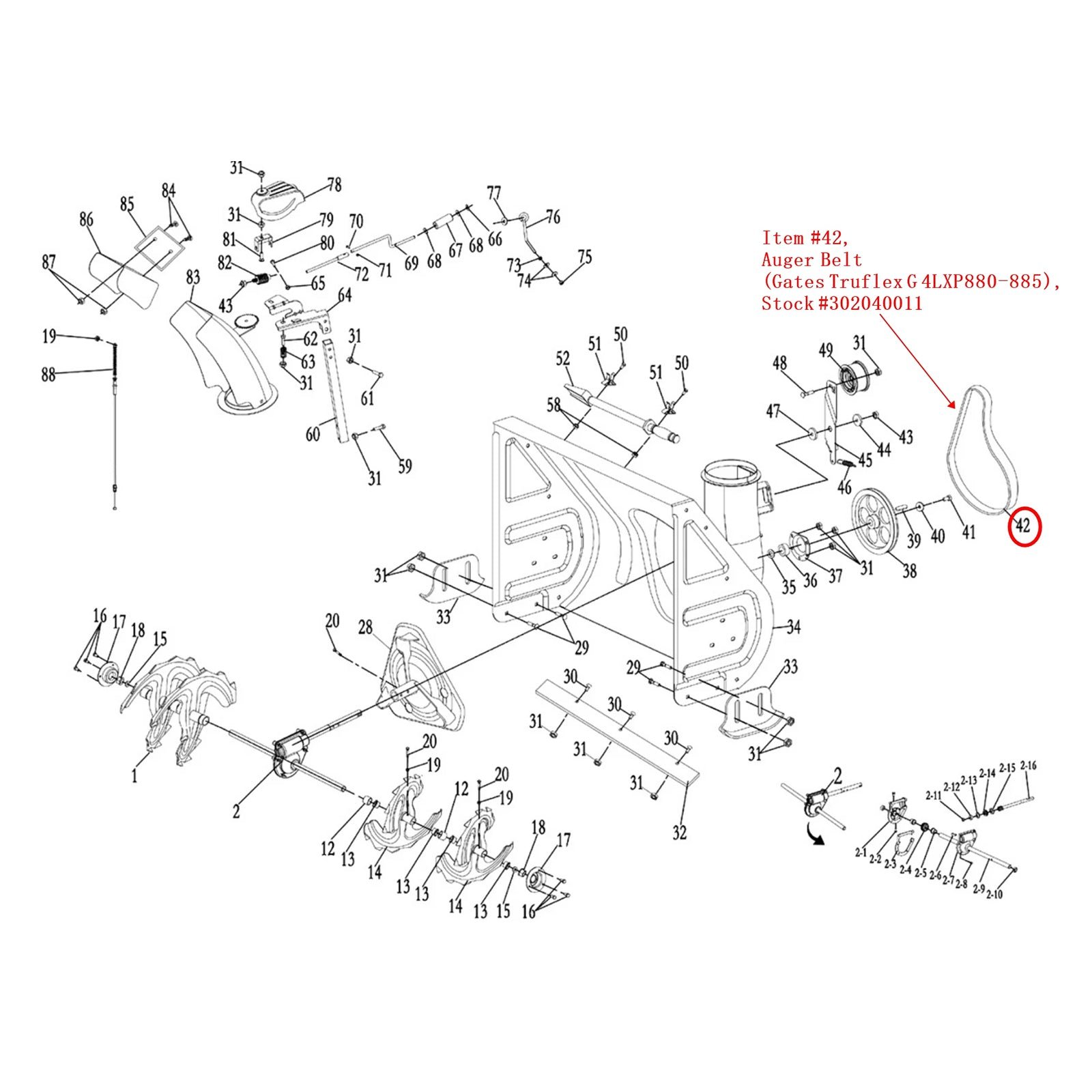 4lxp880 auger belt: 4LXP880 auger belt, stock 302040011, Gates Truflex