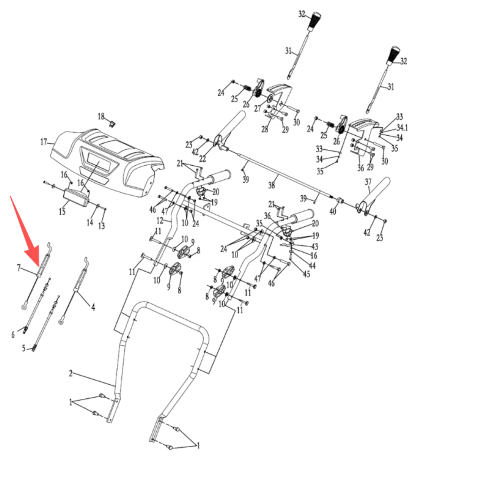 Snow blower upper drive cable: Snow Blower Parts, Upper Drive Cable, Stock#303200061A, stock number 303200061A