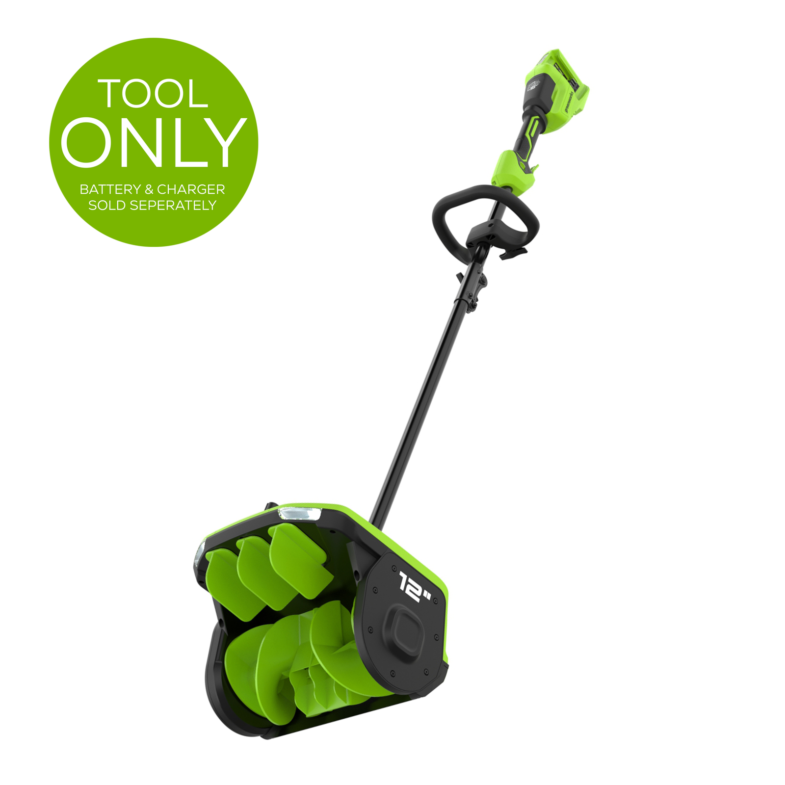12 inch cordless snow shovel: 48V (24V x 2) 12" Brushless Snow Shovel (Tool Only), stock number 2619102
