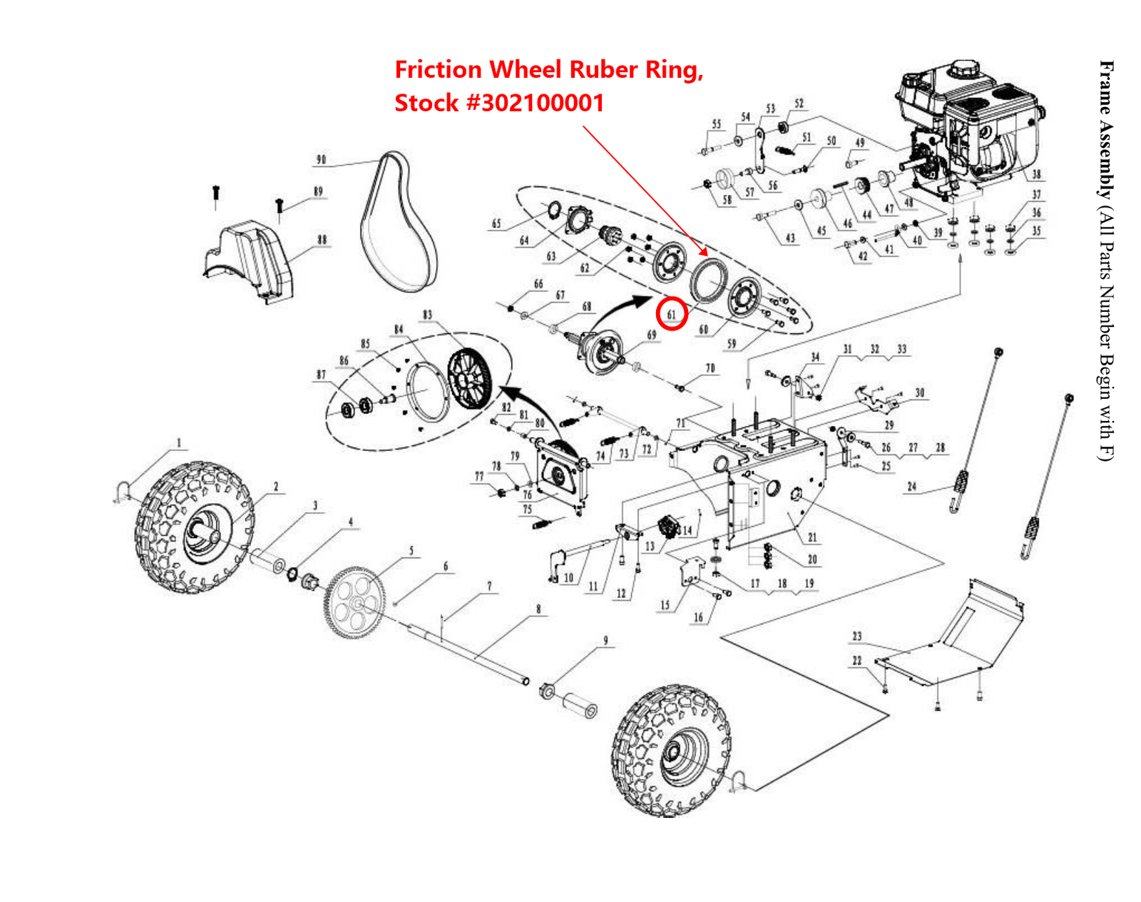 Friction Wheel Ruber Ring, Stock #302100001, genuine snow blower service part in stock in Canada