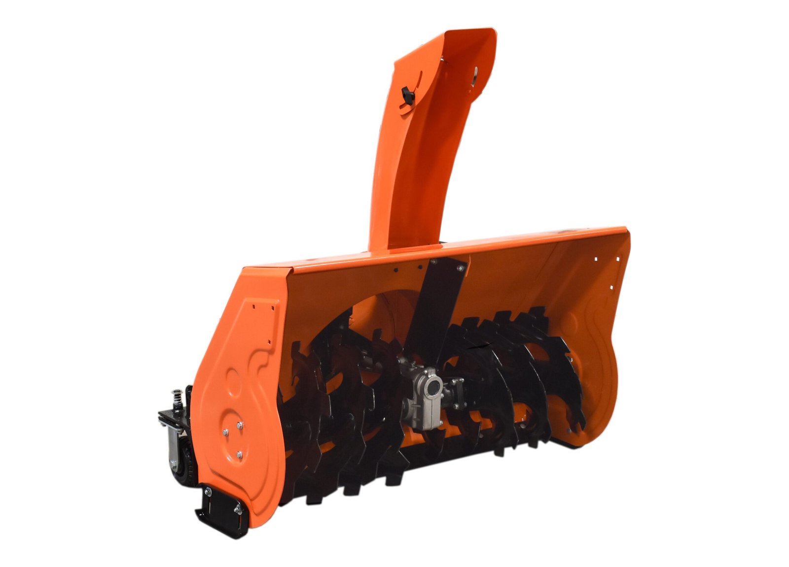 40 inch snow blower attachment mounted on a compact tractor with a three point hitch