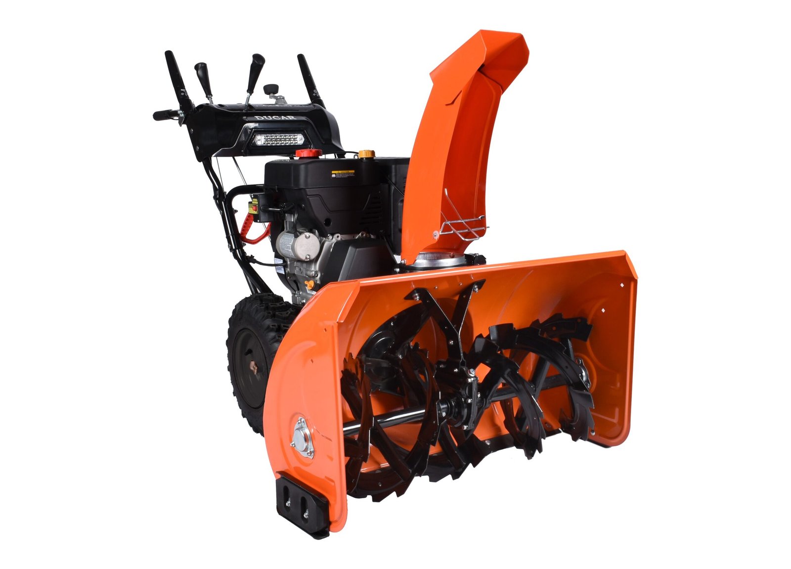 Snow Blowers Canada 34 inch two stage gas snow blower with a 375 cc engine and electric start, orange chassis