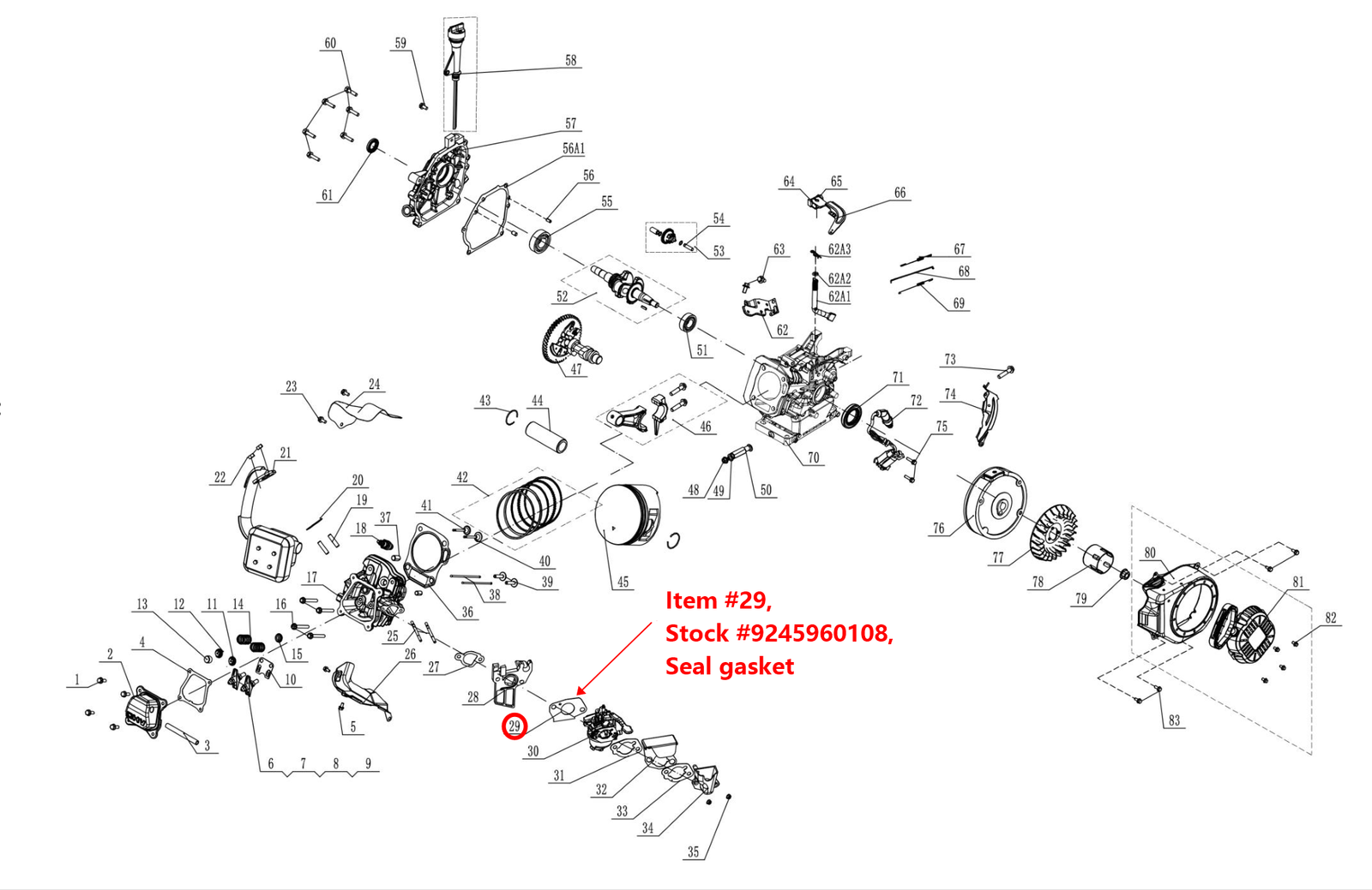 Snow blower 212cc carburetor: Snow Blower Parts, 212cc Carburetor Insulation Gasket, Stock #9245960108, stock number 924