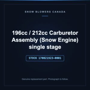 196cc / 212cc Carburetor Assembly (Snow Engine) single stage, stock 170021923-0001, replacement part for PowerSmart snow blowers