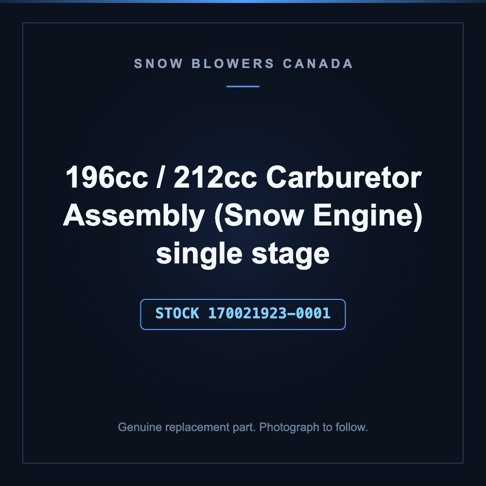 Snow blower parts- 196cc/212cc: Parts- 196cc/212cc Carburetor Assembly (Snow Engine) SINGLE-STAGE, stock number 170021923-