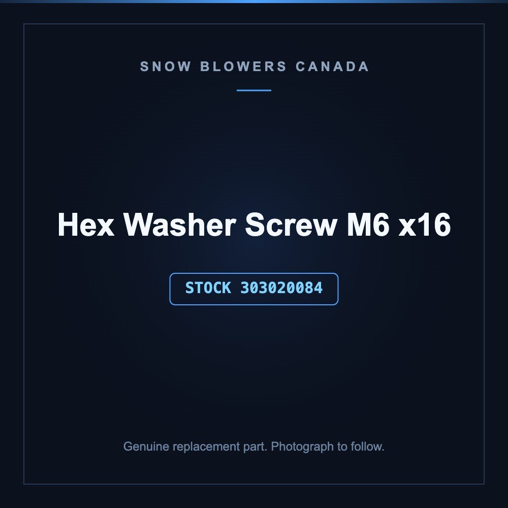 Snow blower -hex washer screw m6: Snow Blower Parts --Hex Washer Screw M6 ×16, Stock #303020084, stock number 303020084