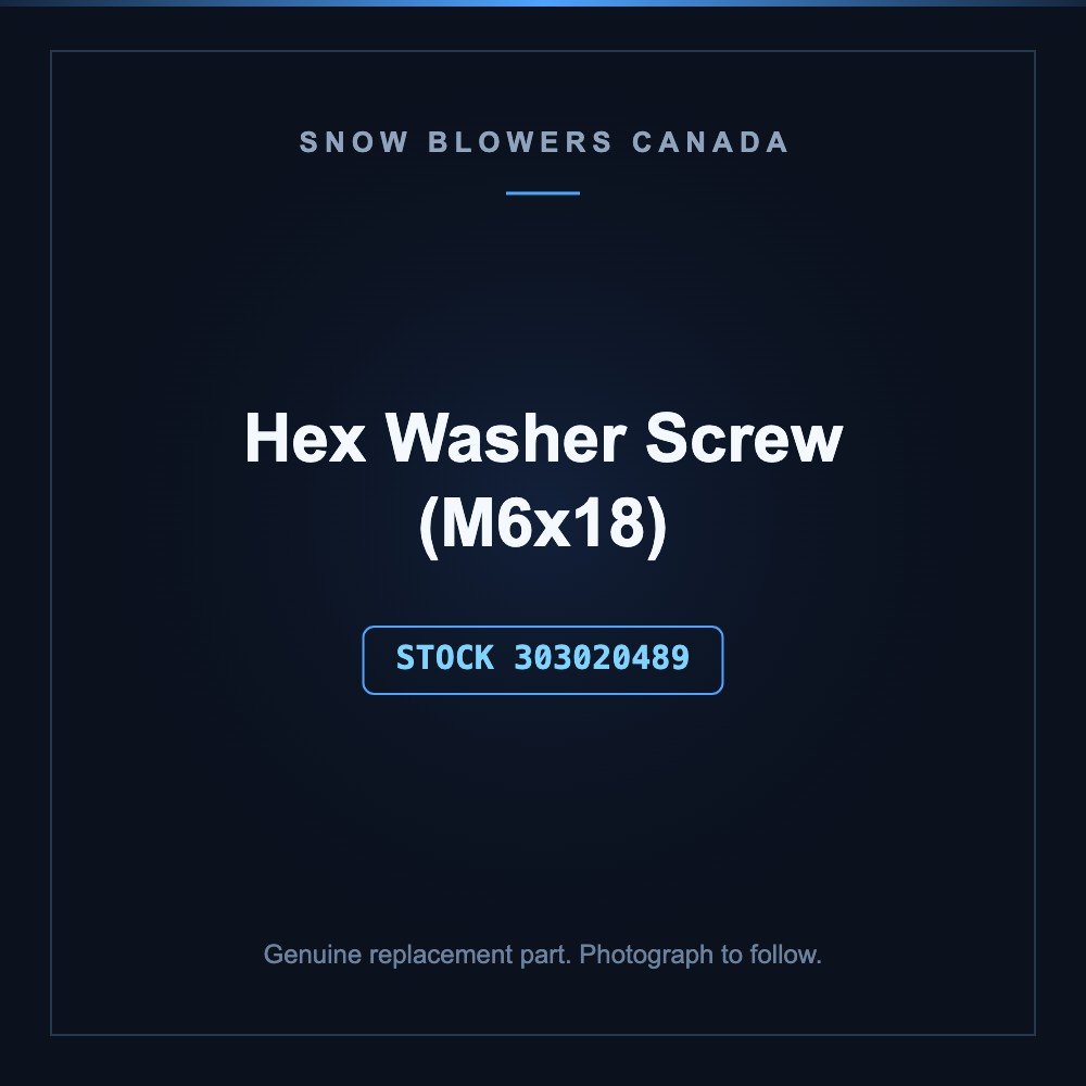 Snow blower hex washer screw: Snow Blower Parts- Hex Washer Screw (M6x18),Stock# 303020489, stock number 303020489